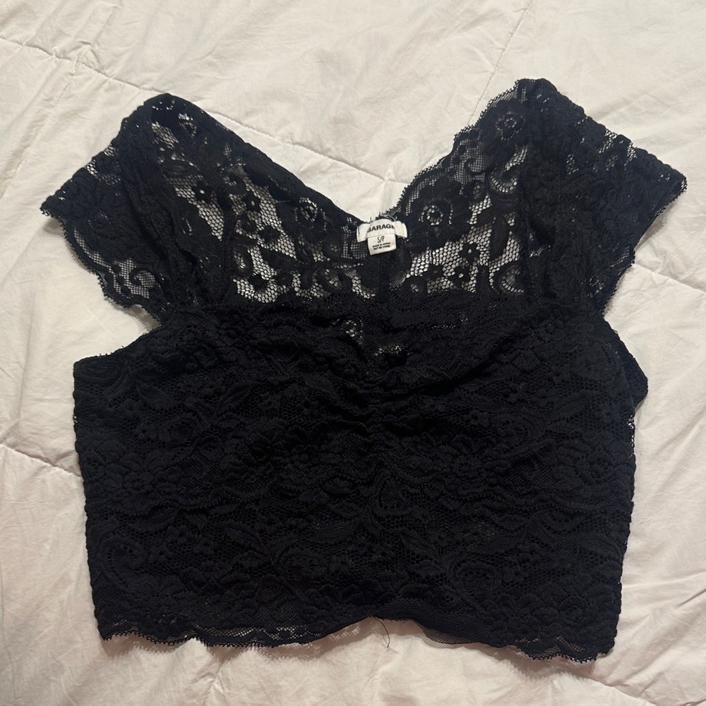 Garage Elegant Black Lace Crop Top
